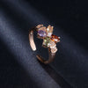 Wholesale Women's Fashion Ol Style Environmental Protection Copper Ring With Seven Color Crystal Zircon And Four Leaf Clover Flower Design