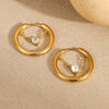 Wholesale Women's Fashion Ol Style Stainless Steel Geometric Earrings With 18K Gold Electroplating