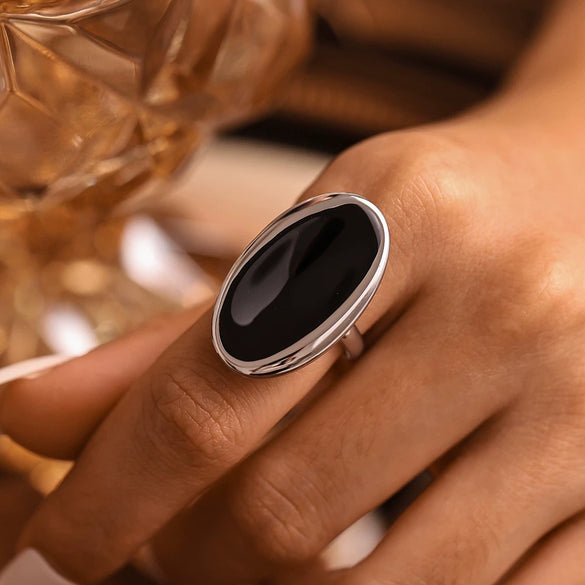 Wholesale Women's Fashion Open Ring French Oval Shape Stainless Steel Pvd Plated With True Gold Color Preservation Heavy Industry Cast Geometric Style