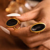 Wholesale Women's Fashion Open Ring French Oval Shape Stainless Steel Pvd Plated With True Gold Color Preservation Heavy Industry Cast Geometric Style