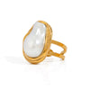 Wholesale Women's Fashion Opening Ring Stainless Steel Baroque Pearl Geometric Electroplated