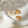 Wholesale Women's Fashion Opening Ring Stainless Steel Baroque Pearl With Geometric Pattern And Electroplating