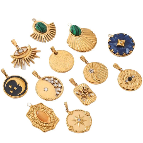 Wholesale Women's Fashion Pendant Jewelry Stainless Steel With Natural Stone Oil Inlaid Zircon And Star Pattern
