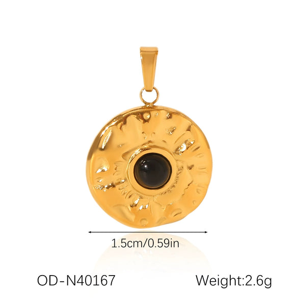 Wholesale Women's Fashion Pendant Jewelry Stainless Steel With Natural Stone Oil Inlaid Zircon And Star Pattern