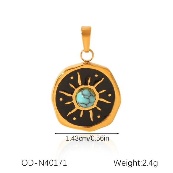 Wholesale Women's Fashion Pendant Jewelry Stainless Steel With Natural Stone Oil Inlaid Zircon And Star Pattern
