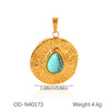 Wholesale Women's Fashion Pendant Jewelry Stainless Steel With Natural Stone Oil Inlaid Zircon And Star Pattern