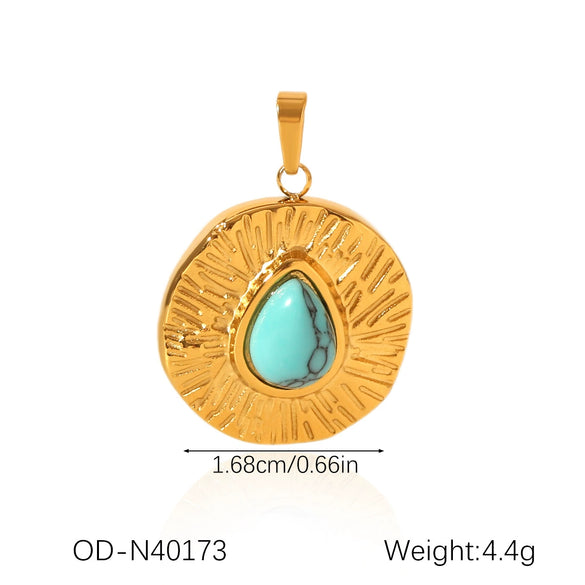 Wholesale Women's Fashion Pendant Jewelry Stainless Steel With Natural Stone Oil Inlaid Zircon And Star Pattern