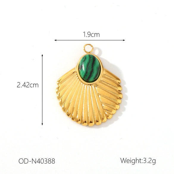 Wholesale Women's Fashion Pendant Jewelry Stainless Steel With Natural Stone Oil Inlaid Zircon And Star Pattern