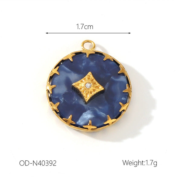 Wholesale Women's Fashion Pendant Jewelry Stainless Steel With Natural Stone Oil Inlaid Zircon And Star Pattern