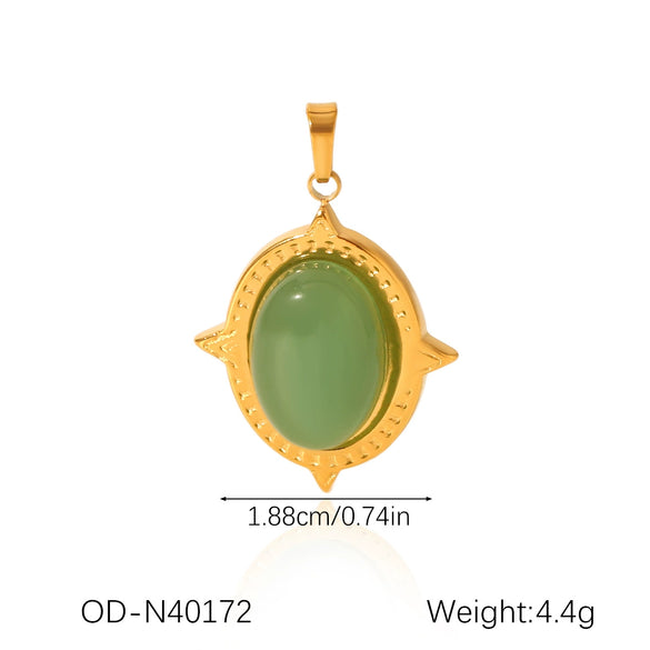 Wholesale Women's Fashion Pendant Jewelry Stainless Steel With Natural Stone Oil Inlaid Zircon And Star Pattern