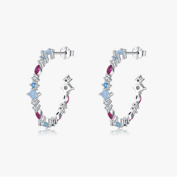Wholesale Women's Fashion Personality Geometric Zircon Inlaid S925 Sterling Silver Earrings