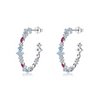 Wholesale Women's Fashion Personality Geometric Zircon Inlaid S925 Sterling Silver Earrings