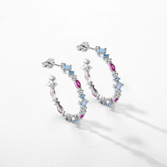 Wholesale Women's Fashion Personality Geometric Zircon Inlaid S925 Sterling Silver Earrings