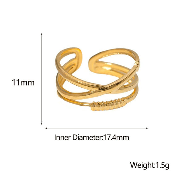 Wholesale Women's Fashion Personality Niche Geometric Stainless Steel Open Ring With Electroplating