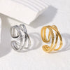 Wholesale Women's Fashion Personality Niche Geometric Stainless Steel Open Ring With Electroplating