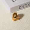 Wholesale Women's Fashion Pleated Hammer Oval Ring In Stainless Steel With Geometric Design And Electroplating
