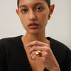 Wholesale Women's Fashion Pleated Hammer Oval Ring In Stainless Steel With Geometric Design And Electroplating