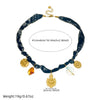 Wholesale Women's Fashion Retro Creative Heartshaped Stainless Steel Goldplated Relief Flower Pattern Beaded Pendant Necklace With Rope Chain