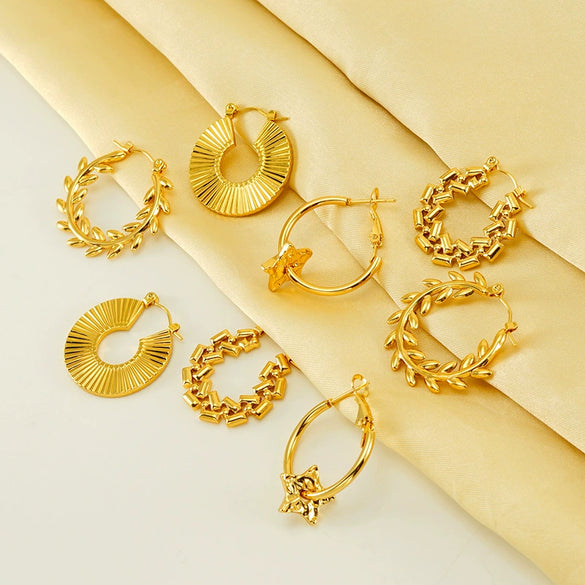 Wholesale Women's Fashion Retro Earrings Stainless Steel Geometric Electroplating