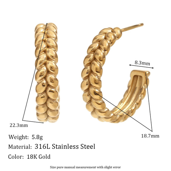Wholesale Women's Fashion Retro Elegant Geometric Stainless Steel 18K Gold Plated Cast Microinlaid Earrings