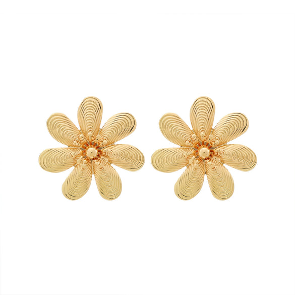 Wholesale Women's Fashion Retro Exaggerated Flower Earrings Zinc Alloy Electroplated