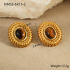 Wholesale Women's Fashion Retro Exaggerated Geometric Stainless Steel 18K Gold Plated Earrings Jewelry