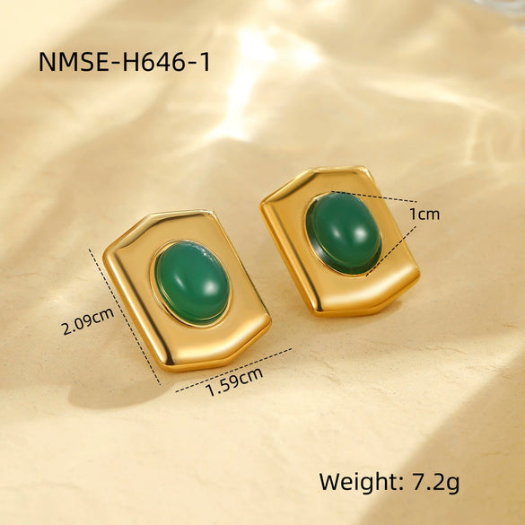 Wholesale Women's Fashion Retro Exaggerated Geometric Stainless Steel 18K Gold Plated Earrings Jewelry