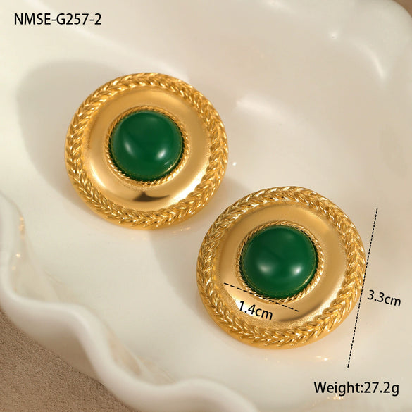 Wholesale Women's Fashion Retro Exaggerated Geometric Stainless Steel 18K Gold Plated Earrings Jewelry