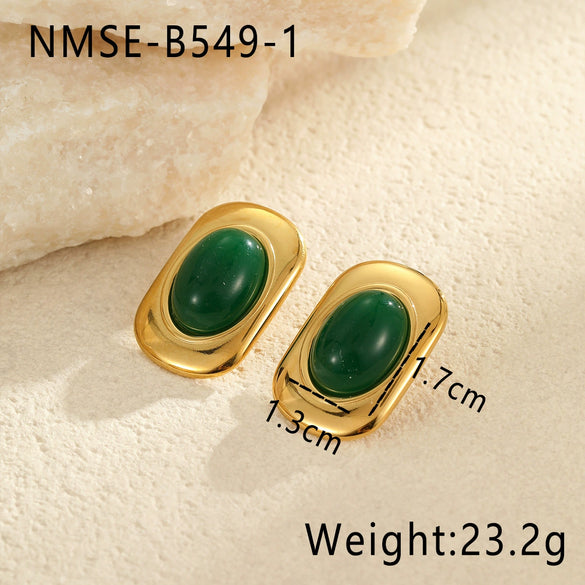 Wholesale Women's Fashion Retro Exaggerated Geometric Stainless Steel 18K Gold Plated Earrings Jewelry
