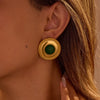 Wholesale Women's Fashion Retro Exaggerated Geometric Stainless Steel 18K Gold Plated Earrings Jewelry