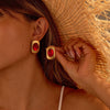 Wholesale Women's Fashion Retro Exaggerated Geometric Stainless Steel 18K Gold Plated Earrings Jewelry