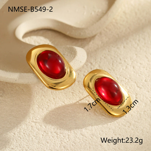 Wholesale Women's Fashion Retro Exaggerated Geometric Stainless Steel 18K Gold Plated Earrings Jewelry