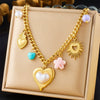 Wholesale Women's Fashion Retro Exaggerated Gold Electroplated Stainless Steel Chain Necklace With Star And Heart Elements