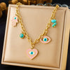 Wholesale Women's Fashion Retro Exaggerated Gold Electroplated Stainless Steel Chain Necklace With Star And Heart Elements