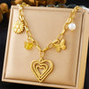 Wholesale Women's Fashion Retro Exaggerated Gold Electroplated Stainless Steel Chain Necklace With Star And Heart Elements