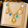 Wholesale Women's Fashion Retro Exaggerated Gold Electroplated Stainless Steel Chain Necklace With Star And Heart Elements