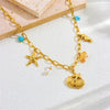 Wholesale Women's Fashion Retro Exaggerated Gold Electroplated Stainless Steel Chain Necklace With Star And Heart Elements
