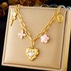 Wholesale Women's Fashion Retro Exaggerated Heart Shape Stainless Steel Electroplated Necklace Jewelry