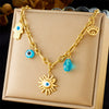 Wholesale Women's Fashion Retro Exaggerated Heart Shape Stainless Steel Electroplated Necklace Jewelry