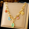 Wholesale Women's Fashion Retro Exaggerated Heart Shape Stainless Steel Electroplated Necklace Jewelry