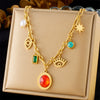 Wholesale Women's Fashion Retro Exaggerated Heart Shape Stainless Steel Electroplated Necklace Jewelry