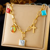 Wholesale Women's Fashion Retro Exaggerated Heart Shape Stainless Steel Electroplated Necklace Jewelry