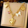 Wholesale Women's Fashion Retro Exaggerated Heart Shape Stainless Steel Electroplated Necklace Jewelry