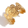 Wholesale Women's Fashion Retro Exaggerated Open Flower Stainless Steel 18K Gold Plated Bracelet
