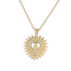 Wholesale Women's Fashion Retro Geometric Copper 18K Gold Plated Zircon Cross Virgin Heart Pendant Necklace