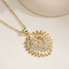 Wholesale Women's Fashion Retro Geometric Copper 18K Gold Plated Zircon Cross Virgin Heart Pendant Necklace