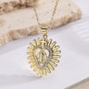 Wholesale Women's Fashion Retro Geometric Copper 18K Gold Plated Zircon Cross Virgin Heart Pendant Necklace