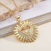 Wholesale Women's Fashion Retro Geometric Copper 18K Gold Plated Zircon Cross Virgin Heart Pendant Necklace
