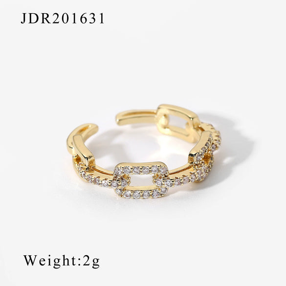 Wholesale Women's Fashion Retro Geometric Open Ring Copper With 18K Gold And Diamond Treatment