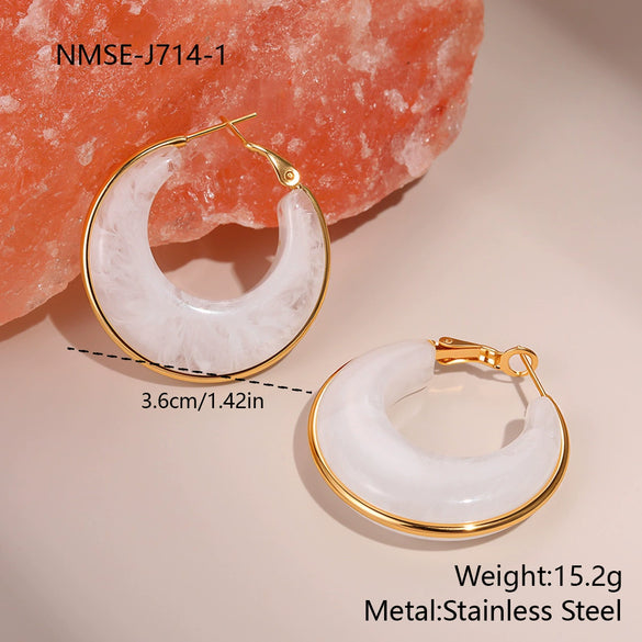 Wholesale Women's Fashion Retro Geometric Stainless Steel 18K Electroplated Earrings